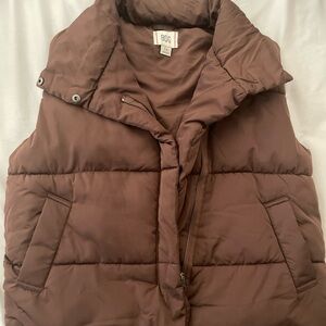 BDG Brown Quilted Puffer Vest